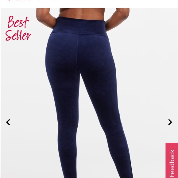 Spanx Navy Blue Velvet Leggings Sz L 